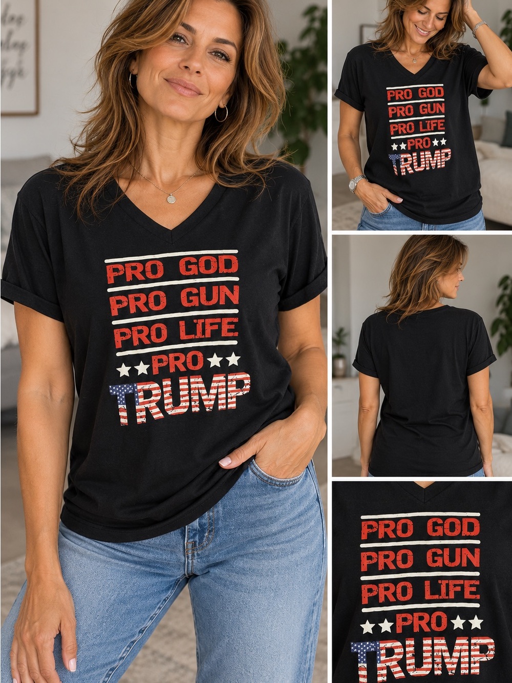 192 Pro Trump Graphic V-Neck Tee - Black